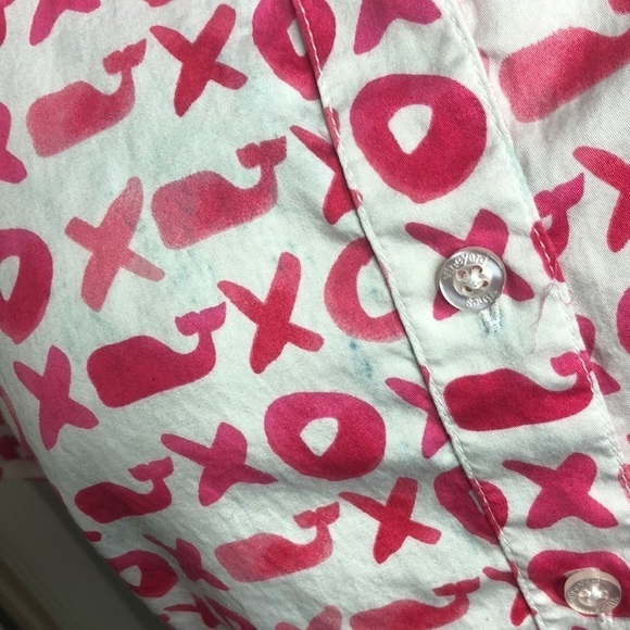 Vineyard Vines Pink O X Whale Button Down Short Sleeve S Read - Picture 3 of 8